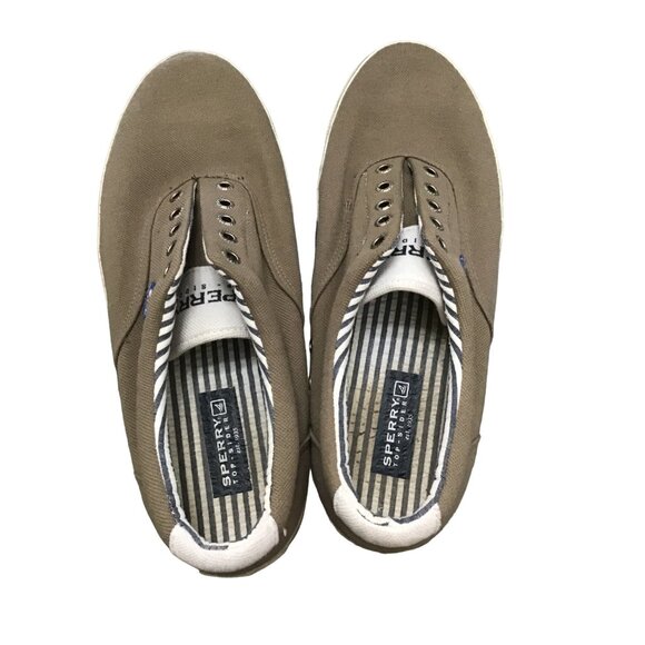 SPERRY- MENS TAN TOP SIDER SLIP ON LACELESS SNEAKER SHOE SIZE 11.5 - Picture 6 of 8